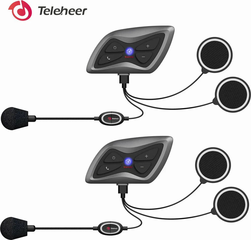2-Pack T6 PLUS Motorrad Intercom 1500m Motorradhelm Bluetooth 5.1 Headset Interphone Motorrad-Kopfhörer Gegensprechanlage