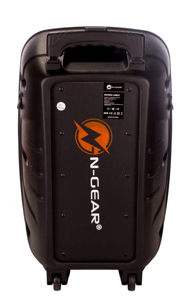 N-Gear TF-1210 Portabler 300 W Bluetooth Party Lautsprecher Trolley Mit Rollen, Auszieh-Griff & 2 Karaoke Mikrofonen – Bild 5