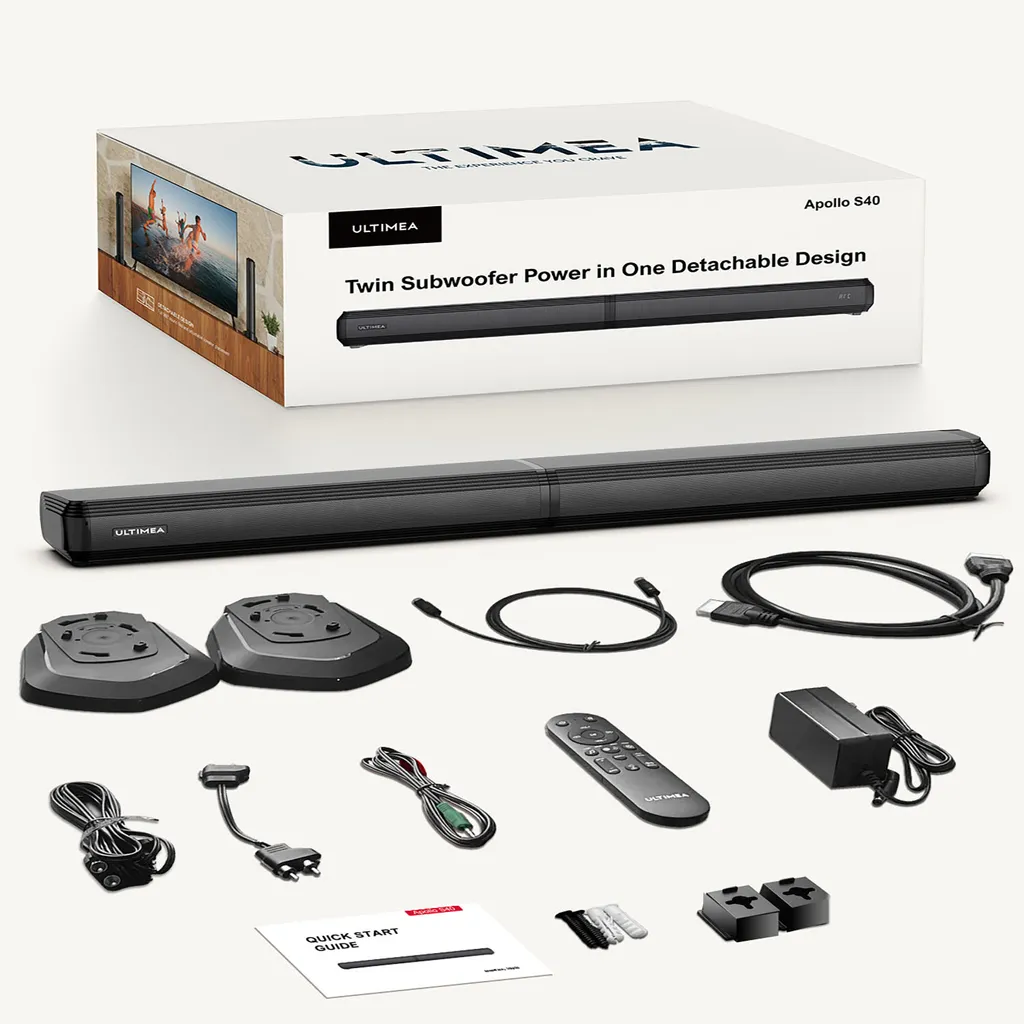 Ultimea Soundbar Bluetooth 2.2 Kanal, 2 In 1 Abnehmbares Design, Eingebaute 2 Hochtöner Und Tieftöner, Bluetooth 5.0, ARC, Optisch, AUX Und USB – Bild 9