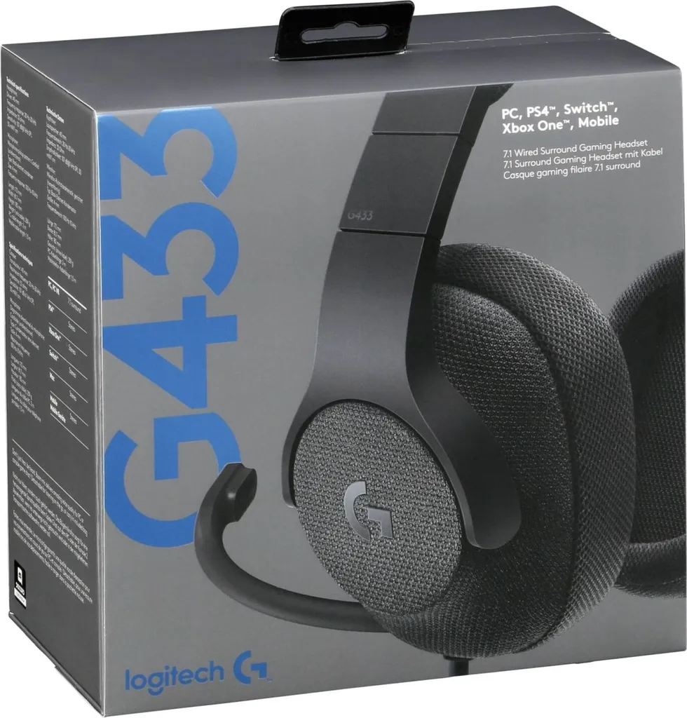 Logitech G433 7.1 Surround Gaming Headset Mit Kabel Schwarz 981-000668