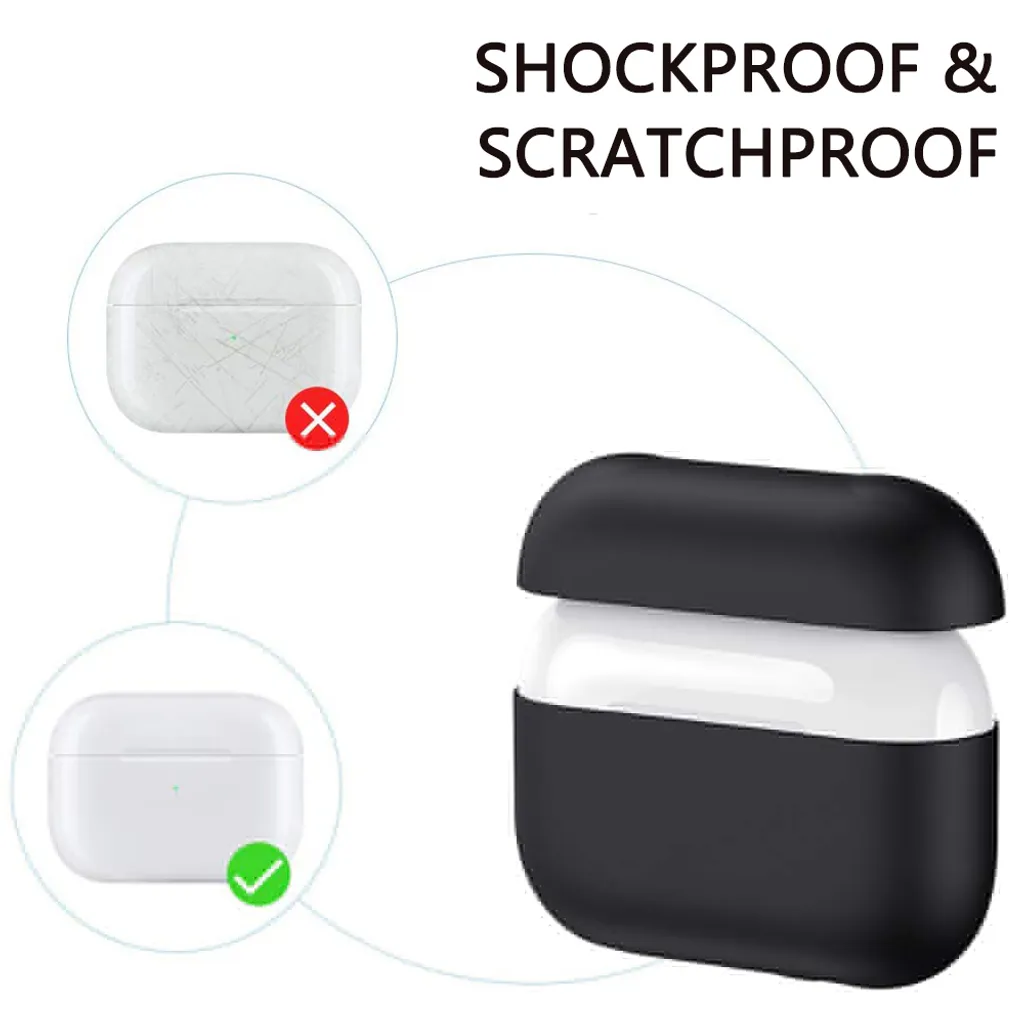 Silikon Hülle Kompatibel Mit AirPods Pro Case Passgenaue Zweiteilige Schutzhülle Für AirPods Pro Ladecase, Ultradünnes Case Mit Sichtbarer Front LED & Unterstützt Kabelloses Laden, Schwarz – Bild 6