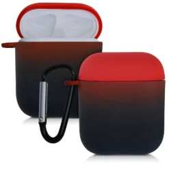 Kwmobile Schutzhülle Kompatibel Mit Apple Airpods 1 & 2 - Hülle Kopfhörer - Silikon Case Cover Zwei Farben Rot Schwarz