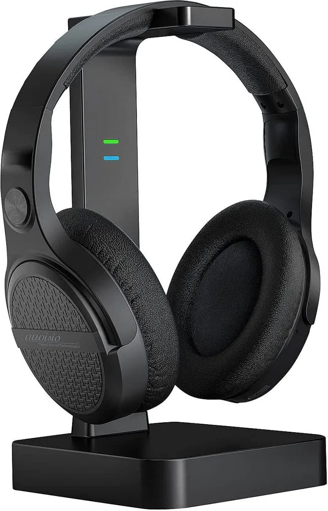 Auvisio OK-320 Fernseh Kopfhörer Digitaler Stereo-Funk-Kopfhörer Mit Akku & DSP2in1 Ladestation Headset Musik Audio HiFi – Bild 3
