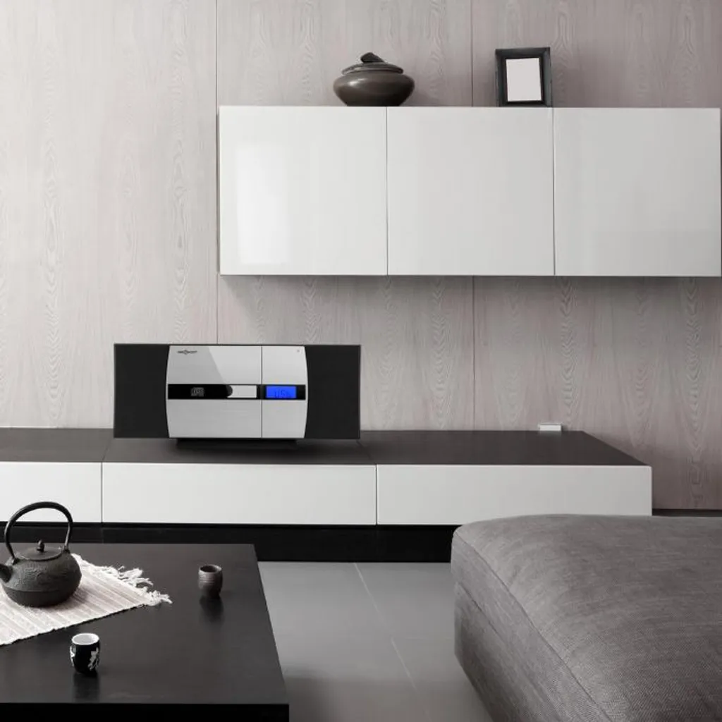 V-15-BT Stereoanlage BT CD USB MP3 UKW AUX Wecker Wandmontage Fernbedienung Schwarz – Bild 5