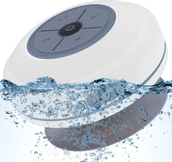 Bluetooth Dusch Lautsprecher Wasserfester Wireless Speaker Mit FM Radio Tragbarer Wireless Duschradio Super Bass Eingebautes Mikrofon Für Strand, Pool, Küche & Home