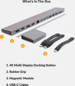 Targus HyperDrive 4K, 2 X USB 3.2 Gen 2 (3.1 Gen 2) Type-C, DisplayPort, HDMI, RJ-45, USB 3.2 Gen 1 (3.1 Gen 1) Type-A, USB 3.2 Gen 1 (3.1 Gen 1) Type-C, MicroSD (TransFlash), SD, 60 Hz, 3840 X 2160, Silber