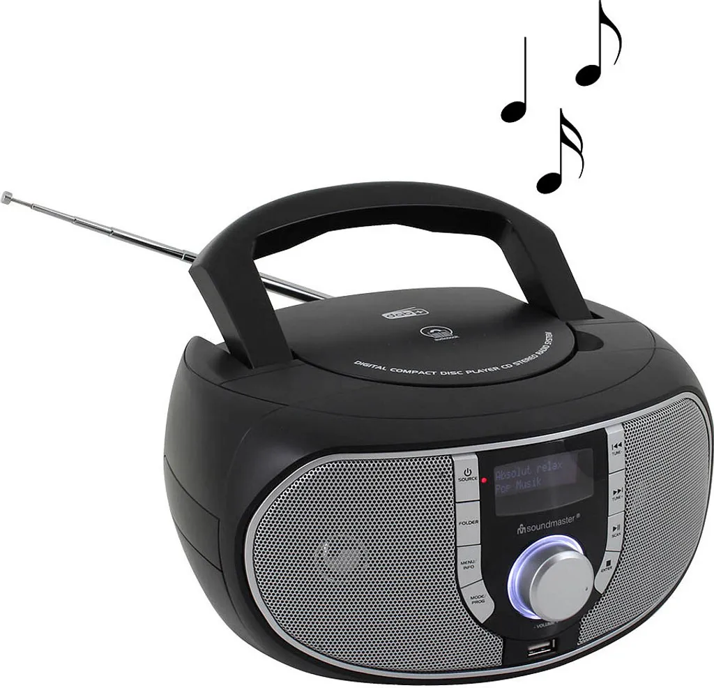 Soundmaster SCD1700SW CD-MP3 Boombox Mit DAB+/ UKW-Radio, USB, Aux-In, Schwarz – Bild 3