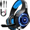 Gaming Headset Für PS5 PS4 Xbox Series PC, Over Ear 3.5 Mm Deep Bass Stereo Surround Sound PS5 Headset Mit Noise Cancelling Mic Und LED Licht Für Laptop, Switch, Tablet