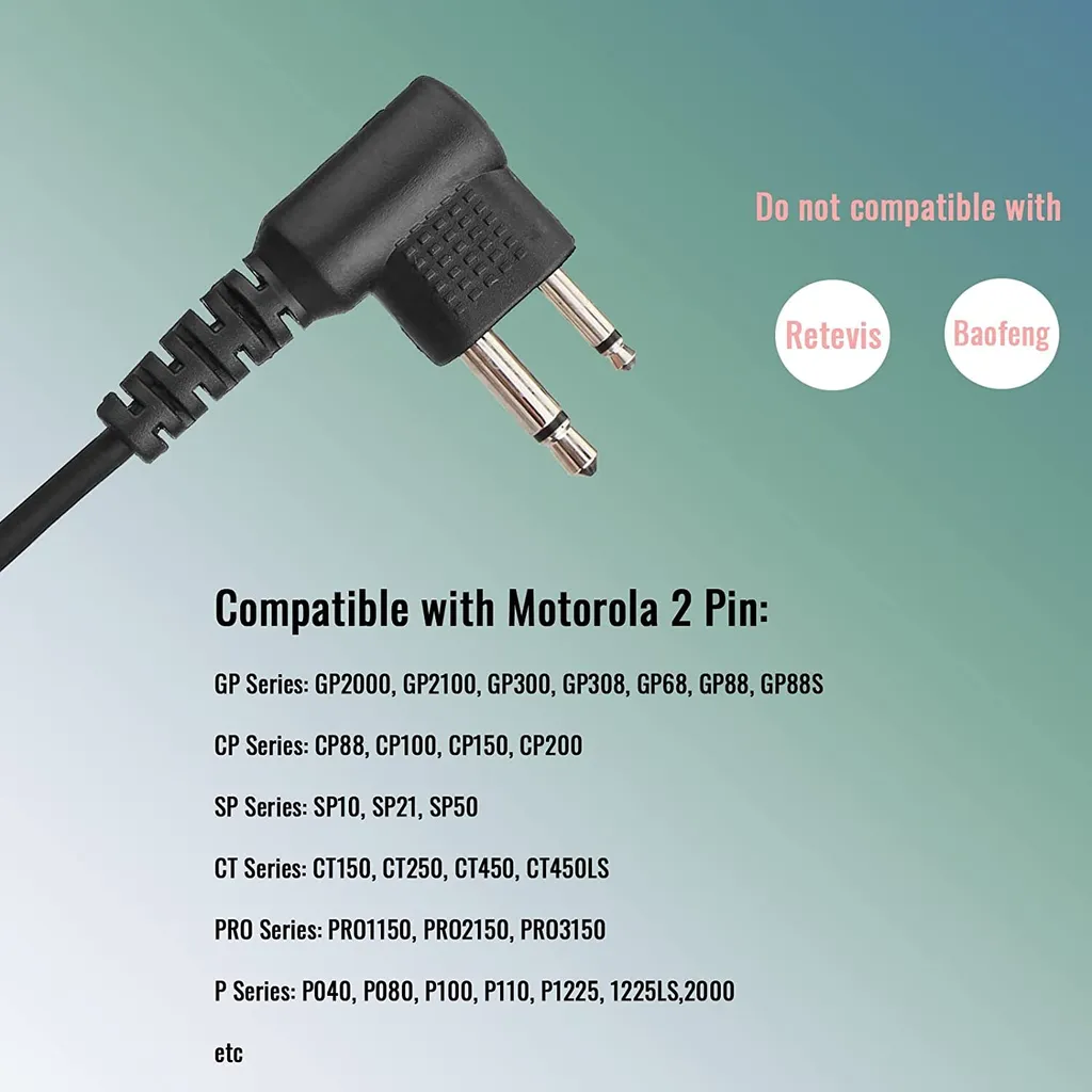 Retevis M001 Funkgerät Headset 2 Pin Kopfhörer Covert Akustische Rohr Ohrhörer Kompatibel Mit Minland G15/G18 Motorola DP1400 CP040 CP88 CP100 CP150 GP68 GP88 GP300 Walkie Talkies (2 STK.) – Bild 2