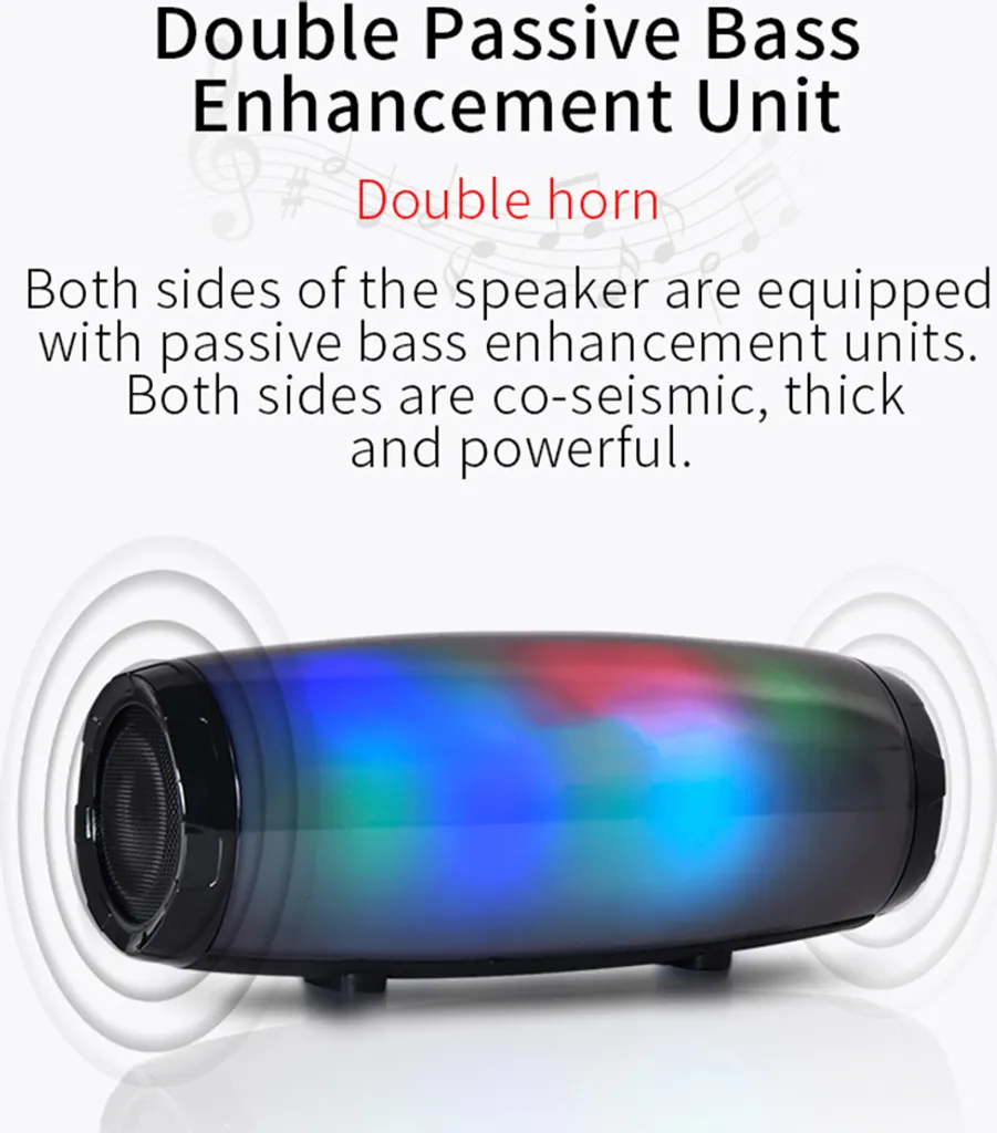 Bluetooth Lautsprecher Musikbox Tragbarer LED Bluetooth Box Mit Freisprechfunktion Für Handy Und PC FM Radio Mikro-SD Und USB Kabellos – Bild 4