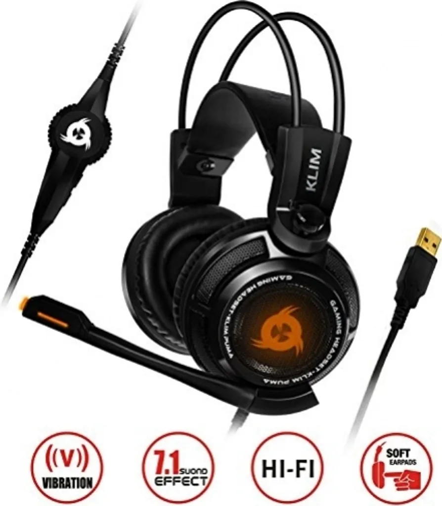 KLIM Puma Vibration 7.1 Surround Sound Gaming Headset USB Schwarz