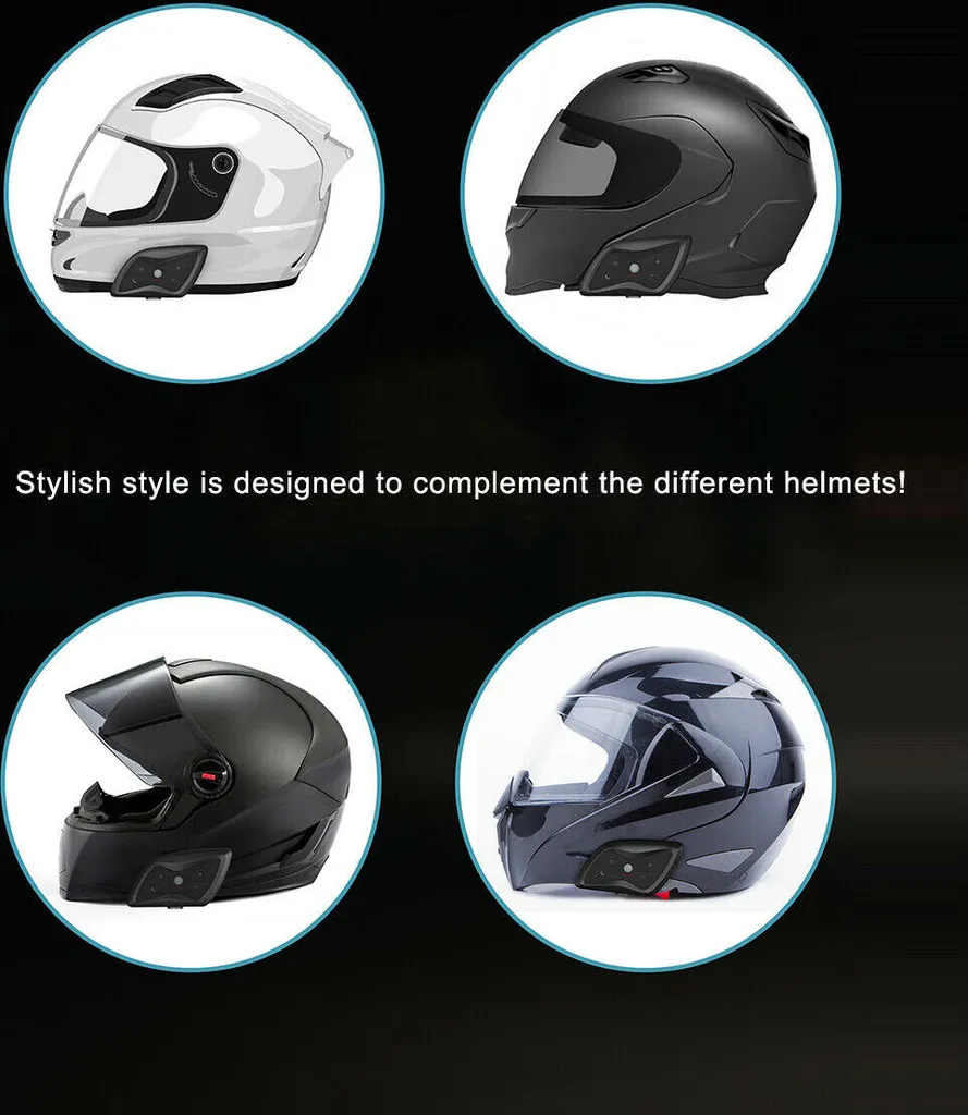 2-Pack T6 PLUS Motorrad Intercom 1500m Motorradhelm Bluetooth 5.1 Headset Interphone Motorrad-Kopfhörer Gegensprechanlage – Bild 14