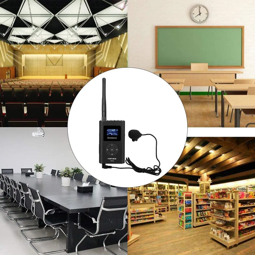 Retekess FT11 Tour Guide System FM-Transmitter Mit 2000 MAh Wiederaufladbarem Akku, Für Gleichzeitige Konferenzen(1 Sender, Schwarz) – Bild 5