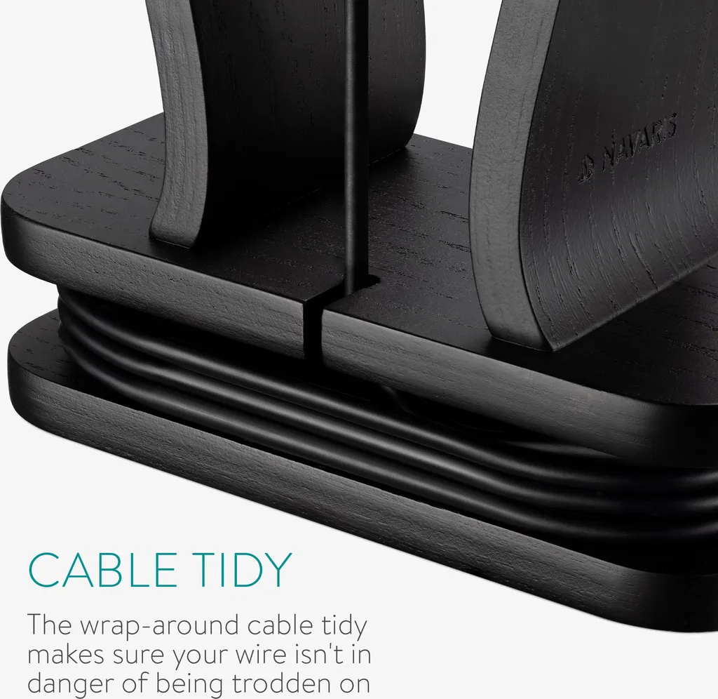 Navaris Universal Holz Kopfhörerhalter Mit Kabelhalterung - Kopfhörer Halter Headset Halterung - Kopfhörerständer Headphone Stand - Eiche – Bild 2