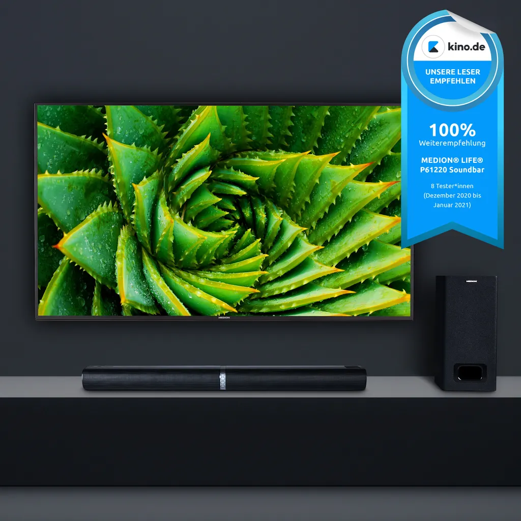 MEDION P61220 2in1 Convertible Bluetooth TV Soundbar Mit Subwoofer (2.1 Soundbar, 2 X 30 Watt, 60 Watt Subwoofer, Wandmontage, NFC, HDMI ARC Mit ECC, AUX, Optischer Eingang) – Bild 2