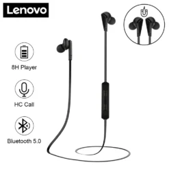 Lenovo - HE01 - Wasserdichte Bluetooth Kopfhörer ActionFit In-Ear Sportkopfhörer Wireless Stereo Headset Mit Mikrofon Bass Sport Laufender Kopfhörer - Schwarz