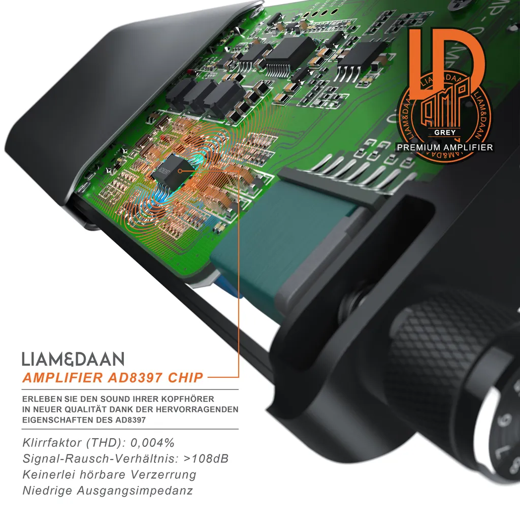 LIAM&DAAN Mobiler Kopfhörerverstärker Mit 1500mAh Akku Zur Verstärkung Der Audiowiedergabe – Bild 3