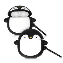 Kwmobile Schutzhülle Kompatibel Mit Apple Airpods 1 & 2 - Hülle Kopfhörer - Silikon Case Cover Airpod Pinguin Schwarz Weiß Gelb