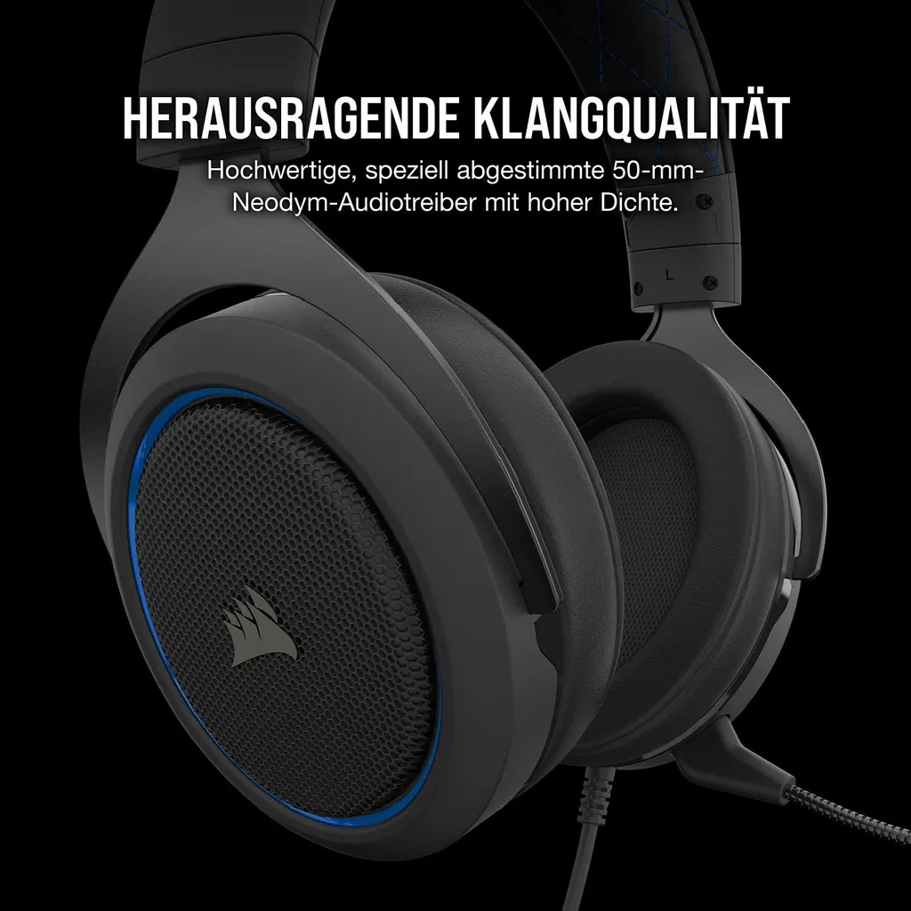 Corsair Gaming Headset HS50 PRO STEREO Eingebautes Mikrofon, Blau, Over-Ear – Bild 17