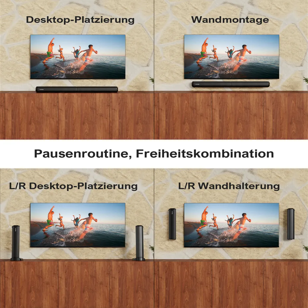 Ultimea Soundbar Bluetooth 2.2 Kanal, 2 In 1 Abnehmbares Design, Eingebaute 2 Hochtöner Und Tieftöner, Bluetooth 5.0, ARC, Optisch, AUX Und USB – Bild 5