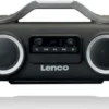 Lenco SPR-200BK - Spritzwasserfester Bluetooth®-Lautsprecher UKW Radio USB Und Micro SD Mit Lichteffekten - Schwarz