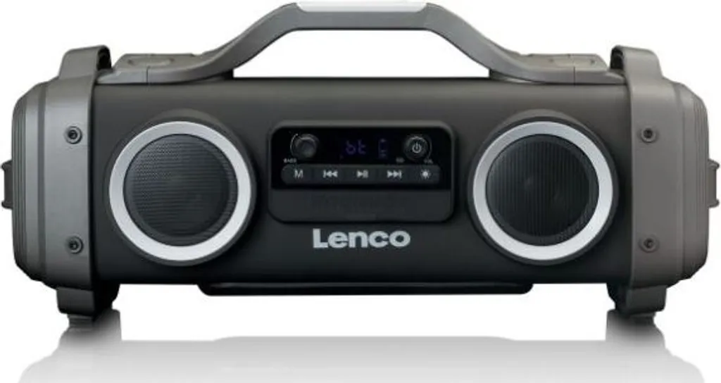 Lenco SPR-200BK - Spritzwasserfester Bluetooth®-Lautsprecher UKW Radio USB Und Micro SD Mit Lichteffekten - Schwarz