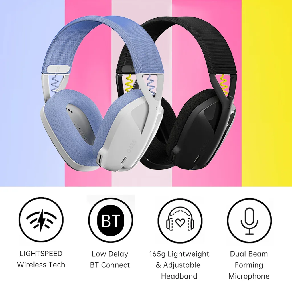 Logitech G435 BT Wireless Gaming Headset Lightspeed Over-Ear-Kopfhoerer Anschliessen Rauschunterdrueckung Eingebaute Mikrofone 40-mm-Audiotreibereinheit Kompatibel Mit Dolby Atmos Fuer PC Laptop Computer – Bild 2