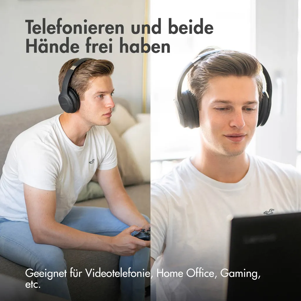 Bluetooth Kopfhörer Kabellos Bluetooth - Kopfhörer Bluetooth - Kabellose Kopfhörer - Bluetooth Kopfhörer Over-ear - Mit Aktivem Noise-Cancelling - Schwarz - IMOSHION® – Bild 5