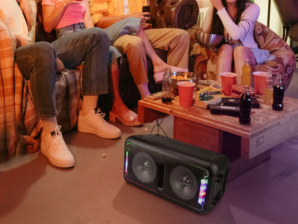 Caliber Party Lautsprecher Bluetooth - 16 Stunden Spielzeit - Karaoke Set Mit Mikrofon Und Party Lights (Party-Medium HPA502BTL) – Bild 2