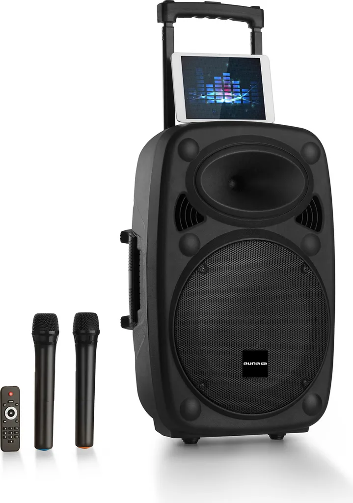 Streetstar 2.0 15 Mobile PA-Anlage 15" Subwoofer Trolley Display BT USB/SD/MP3 Line-Out AUX 2xUHF-Funkmikrofone Fernbedienung 1000 Watt Max.
