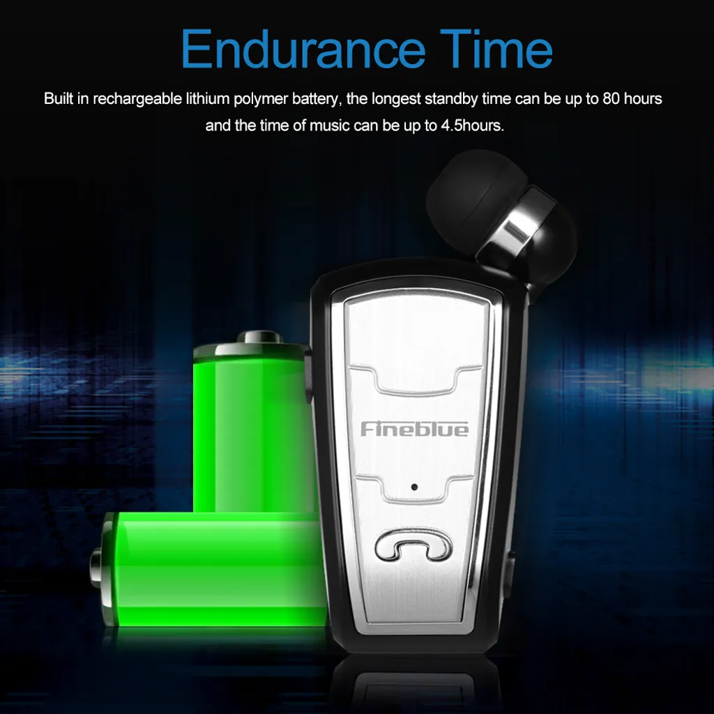 Fineblue Wireless Bluetooth Headsets In-Ear Stereo Kopfhoerer Clip-on Ohrhoerer Freisprechen Mit Mikrofon Schwarz – Bild 9