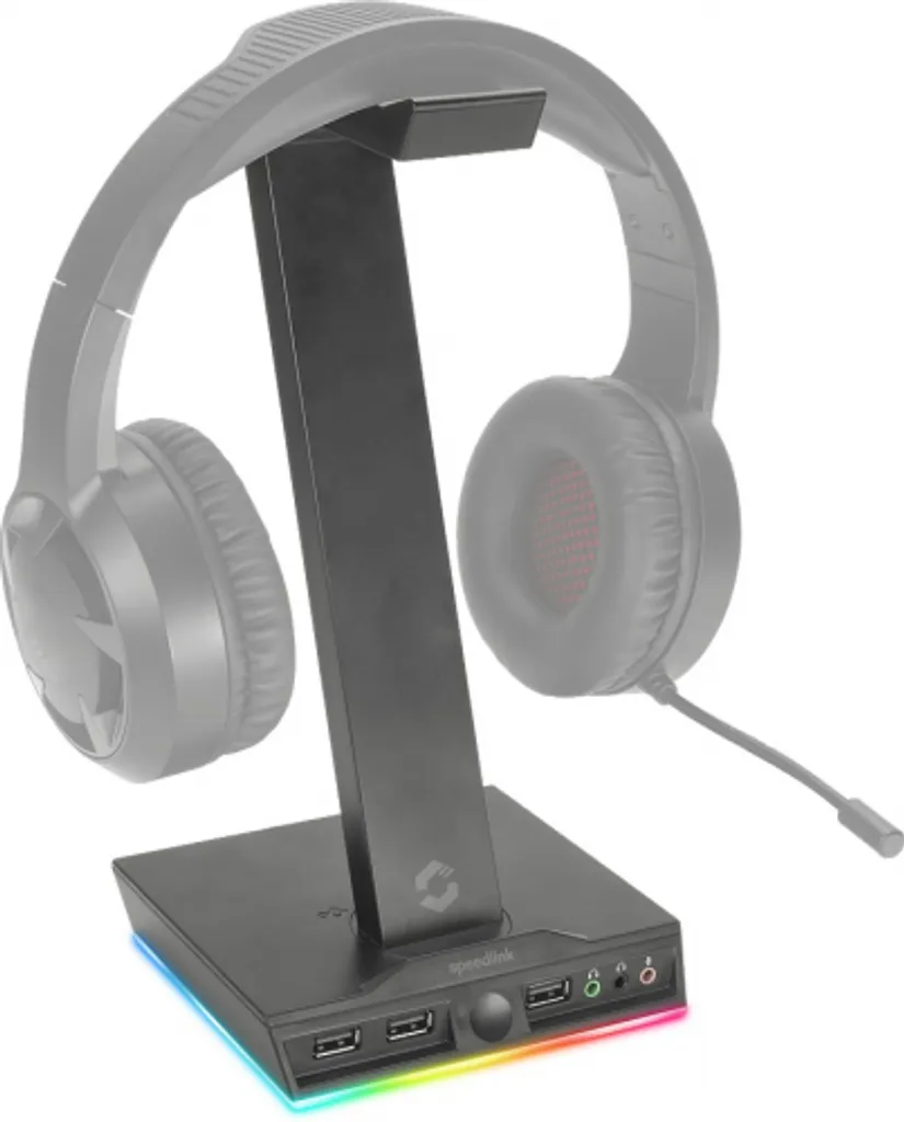 SPEEDLINK EXCELLO Illuminated Gaming Headset Ständer Mit 7.1 Soundkarte Und Integrierter USB-Hub, Schwarz – Bild 2