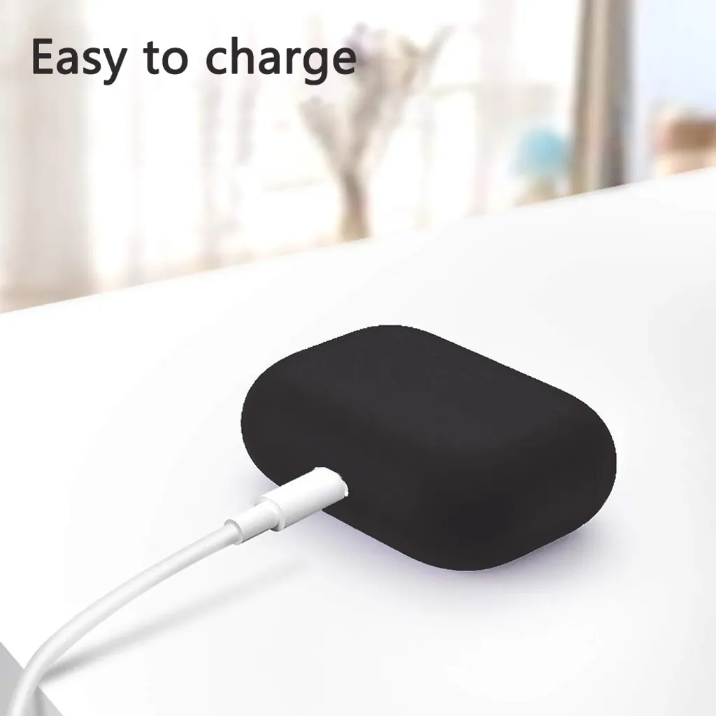 Silikon Hülle Kompatibel Mit AirPods Pro Case Passgenaue Zweiteilige Schutzhülle Für AirPods Pro Ladecase, Ultradünnes Case Mit Sichtbarer Front LED & Unterstützt Kabelloses Laden, Schwarz – Bild 2