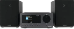 TechniSat DIGITRADIO 700 - Mikro-HiFi System (Internetradio, DAB+, UKW, CD-Player, Bluetooth-Audiostreaming, 40 Watt RMS Stereo-Boxen, Kopfhöreranschluss, Wecker, Sleeptimer, Fernbedienung) Schwarz