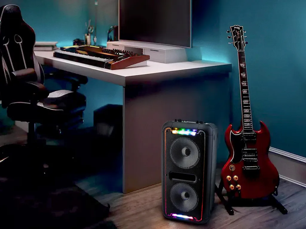 Caliber Party Lautsprecher Bluetooth - 16 Stunden Spielzeit - Karaoke Set Mit Mikrofon Und Party Lights (Party-Medium HPA502BTL) – Bild 8