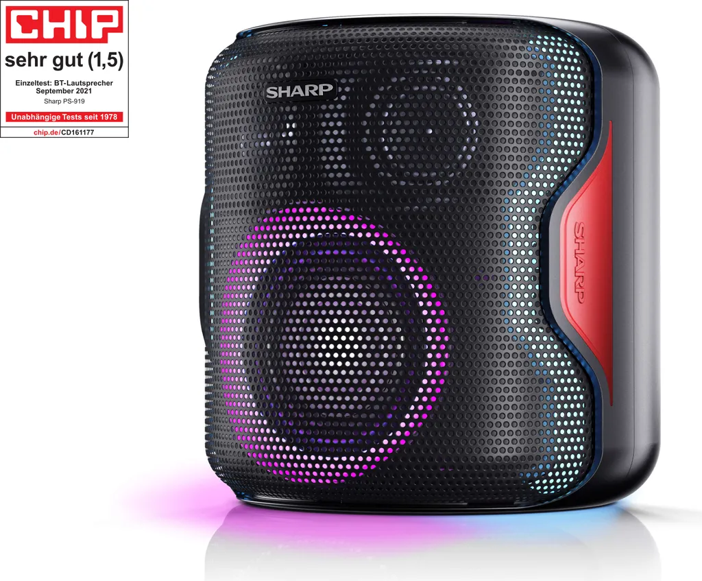 Sharp PS-919 2.1 Bluetooth-Lautsprecher, 130 Watt RMS, Wasserabweisendes GehĂ€use, Farbe: Schwarz â Bild 4