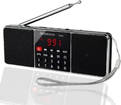 Retekess TR602 Bluetooth Radio, Am FM Tragbares Radio, Notfallradio Mit 1000 MAh Akku, Mit Dual Woofer, TF/USB/AUX/MP3-Player, Sleep Timer(Schwarz)