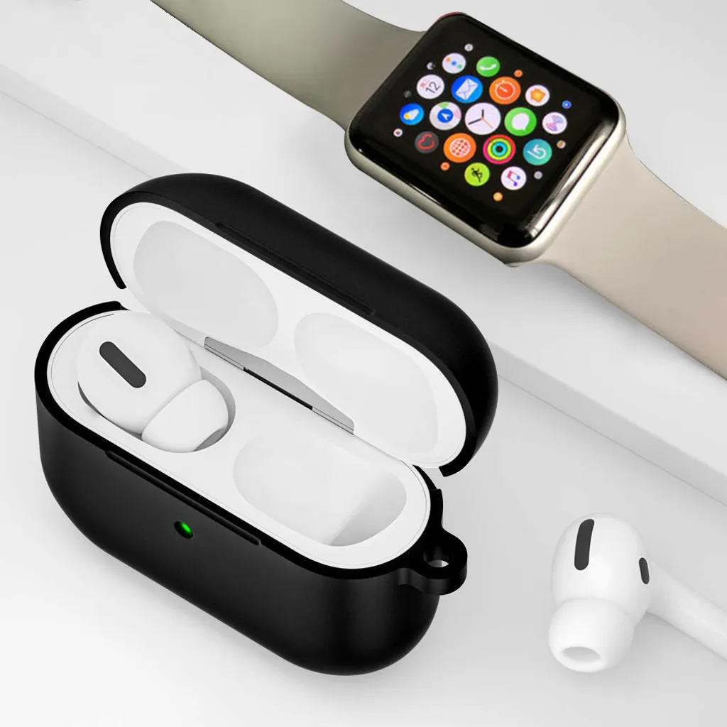 Silikon Hülle Kompatibel Mit AirPods Pro Case Passgenaue Zweiteilige Schutzhülle Für AirPods Pro Ladecase, Ultradünnes Case Mit Sichtbarer Front LED & Unterstützt Kabelloses Laden, Schwarz – Bild 8