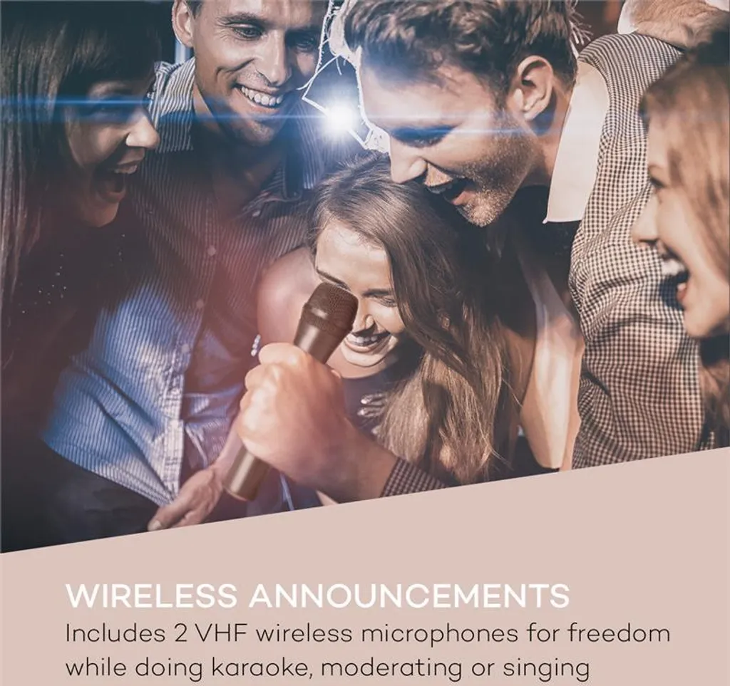 Moving 120 PA-Anlage 2x8" Woofer 60/200 Wmax. VHF-Mikro USB SD BT AUX Mobil – Bild 3