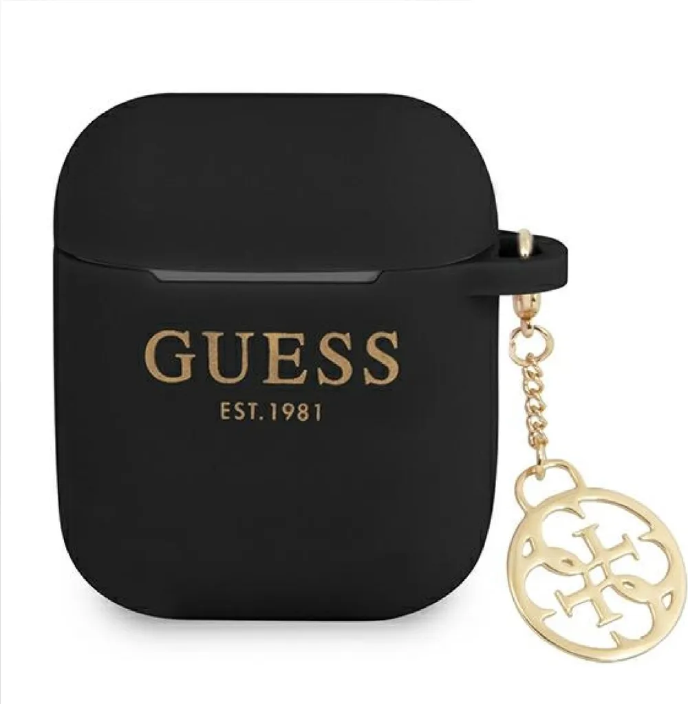 Guess Case Box Charm 4G Collection Schwarz Für AirPods 1 Und 2