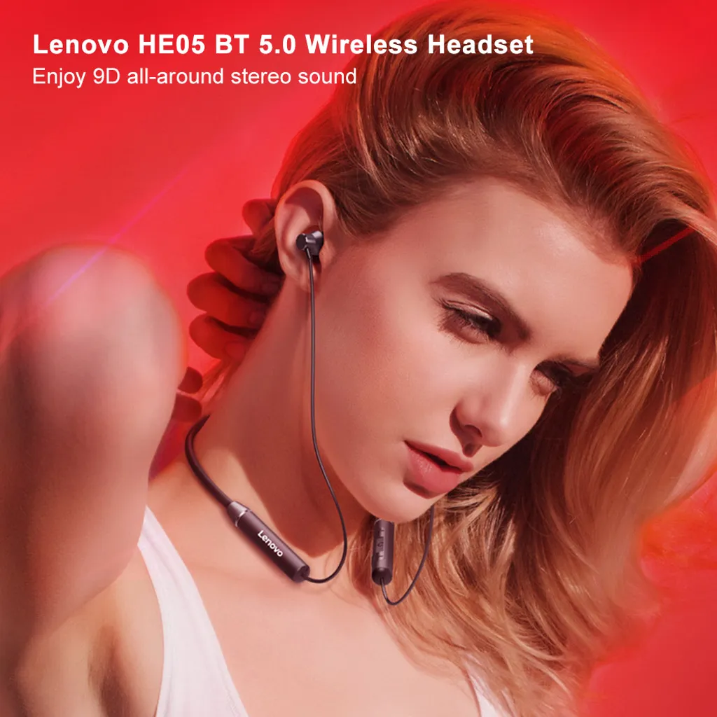 Lenovo HE05 Kopfh?rer Bluetooth5.0 Drahtloses Headset Magnetischer Nackenbš¹gel Kopfh?rer IPX5 Wasserdichter Sportohrh?rer Mit Ger?uschunterdrš¹ckendem Mikrofon – Bild 2