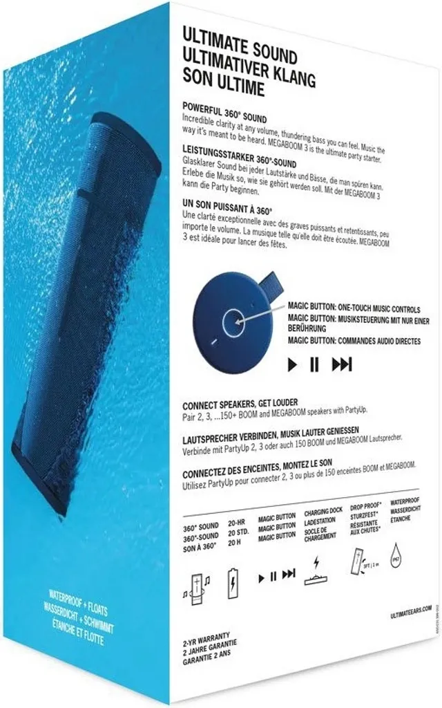 Logitech UE Megaboom 3 Bluetooth Lautsprecher Lagoon Blue, Universal – Bild 9