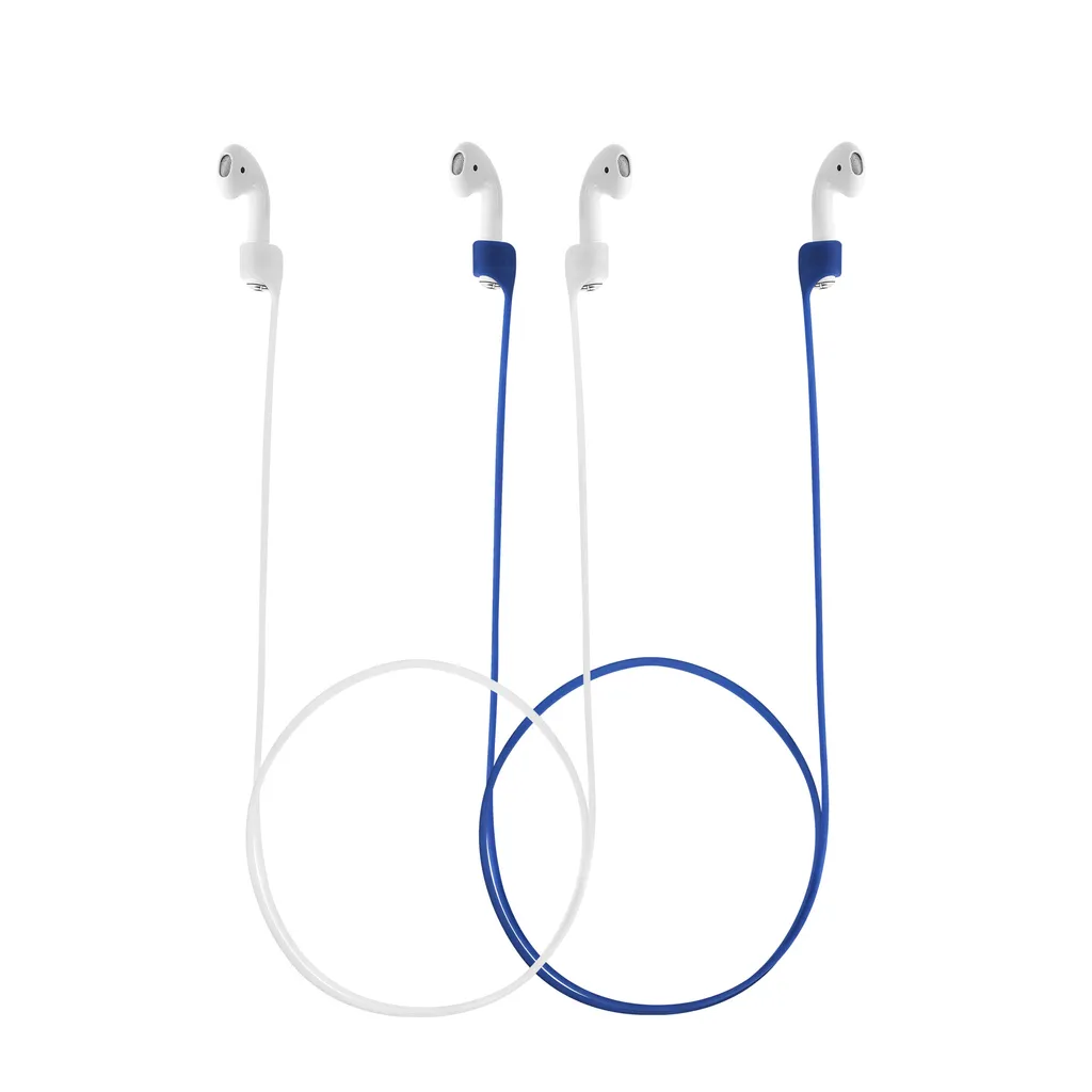 Kwmobile Halteband Set Magnetisch Kompatibel Mit Apple Airpods 1 / 2 / 3 / Pro 1 / Pro 2 Headphones - 2x Kopfhörer Halter Band Strap In Weiß Dunkelblau -