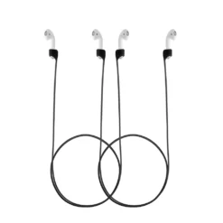 Kwmobile Halteband Set Magnetisch Kompatibel Mit Apple Airpods 1 / 2 / 3 / Pro 1 / Pro 2 Headphones - 2x Kopfhörer Halter Band Strap In Schwarz Schwarz -