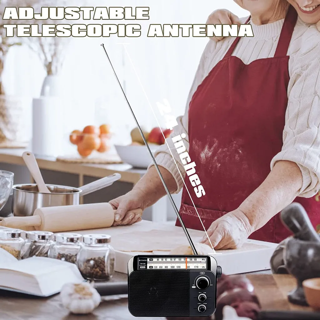 Retekess TR604 Tragbares Radio Kofferradio, FM AM Radio Mit Großer Lautsprecherunterstützung, Radio Batteriebetrieben Mit Alkaline-Batterie Oder Wechselstrom Einfach Zu Bedienen Für Ältere Mensche – Bild 7