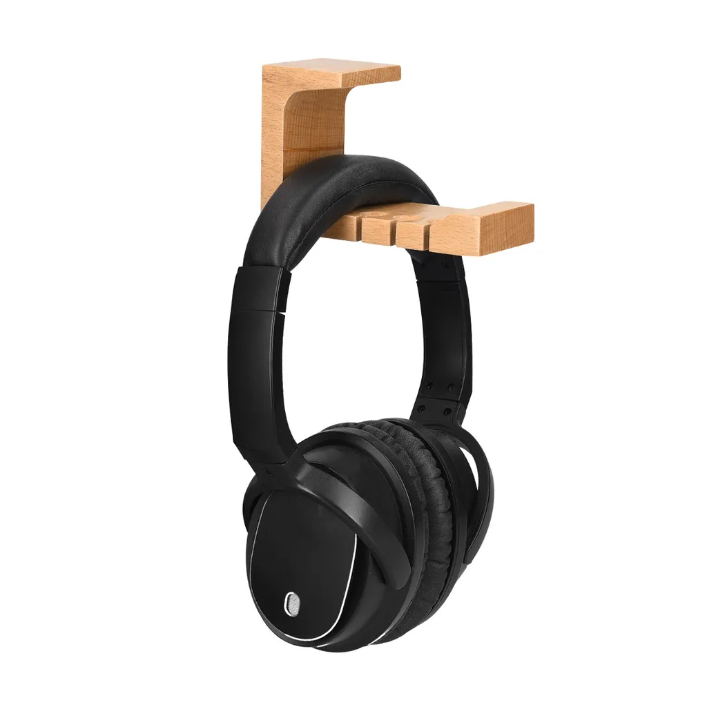 Kwmobile Overear Kopfhörer Holz Hängehalterung - Buchenholz Gaming Headset Halterung Tisch Wand - Over Ear Headphone Dual Kopfhörerhalter Halter