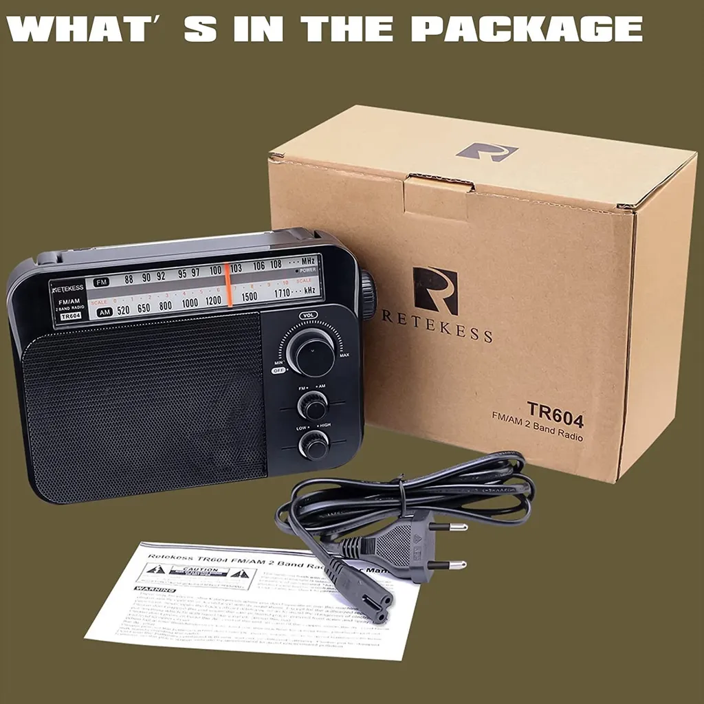 Retekess TR604 Tragbares Radio Kofferradio, FM AM Radio Mit Großer Lautsprecherunterstützung, Radio Batteriebetrieben Mit Alkaline-Batterie Oder Wechselstrom Einfach Zu Bedienen Für Ältere Mensche – Bild 8