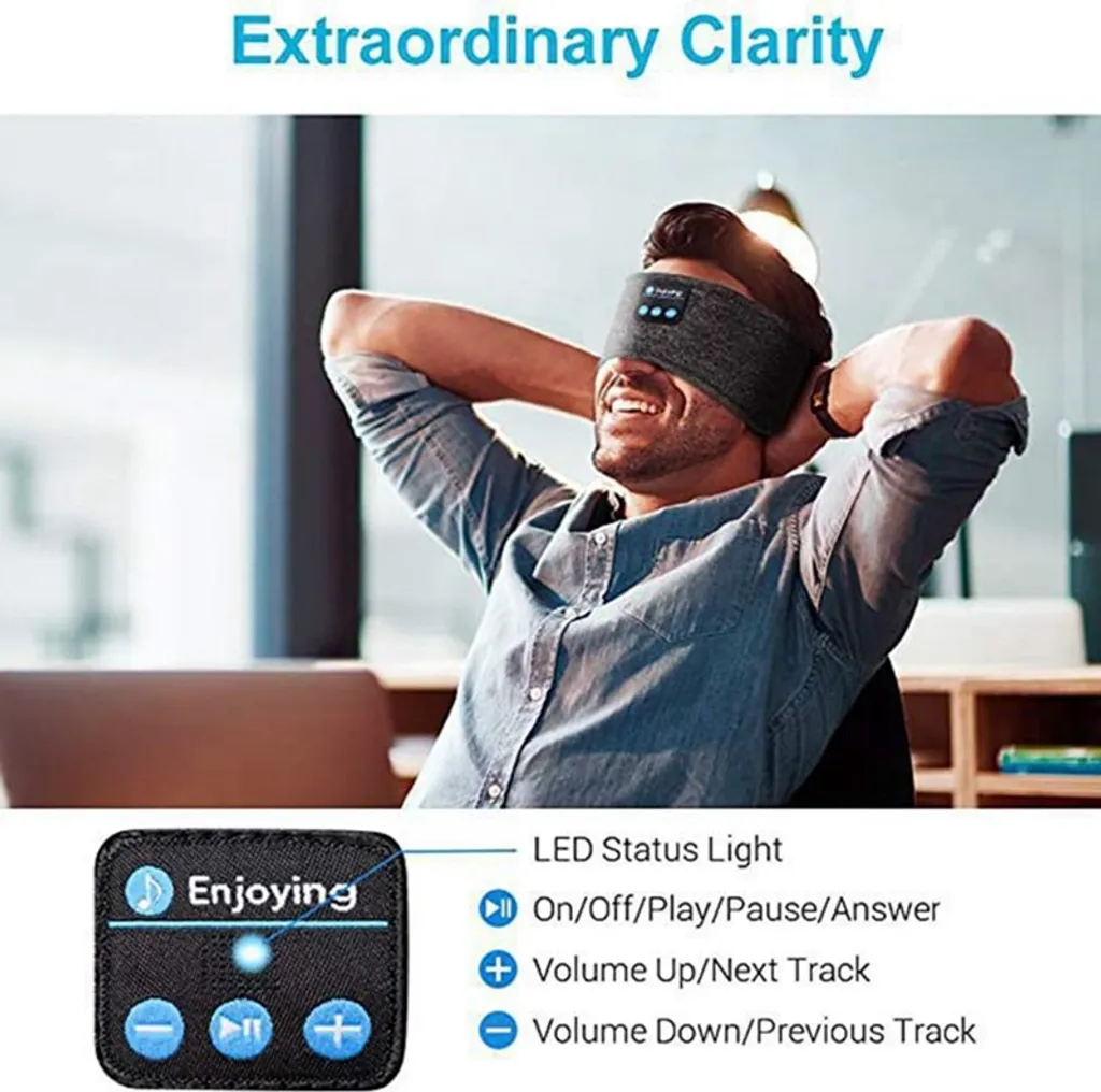Schlaf Kopfhörer Bluetooth Schlaf Kopfhörer Stereo Lautsprecher Wireless Bluetooth Sport Stirnband Waschbare (Blau) – Bild 5