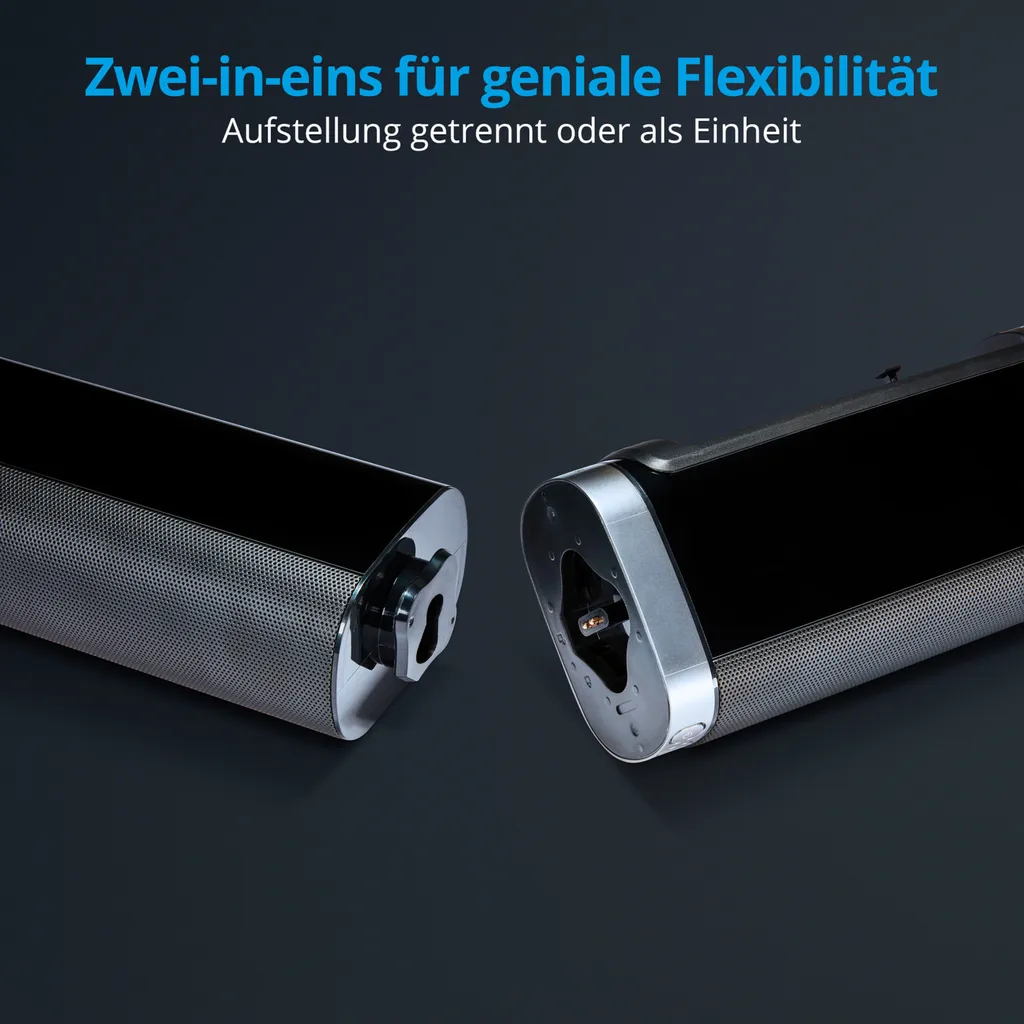 MEDION P61220 2in1 Convertible Bluetooth TV Soundbar Mit Subwoofer (2.1 Soundbar, 2 X 30 Watt, 60 Watt Subwoofer, Wandmontage, NFC, HDMI ARC Mit ECC, AUX, Optischer Eingang) – Bild 4