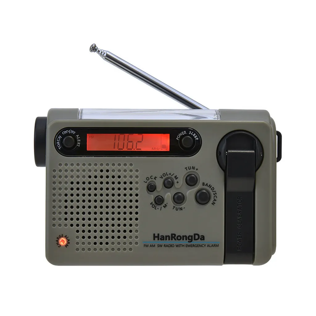 HanRongDa Outdoor Notfall Radio Tragbares AM FM SW Radio Solarbetriebene Handkurbel Mit LED Taschenlampe 2000mAh Batterie SOS Alarm
